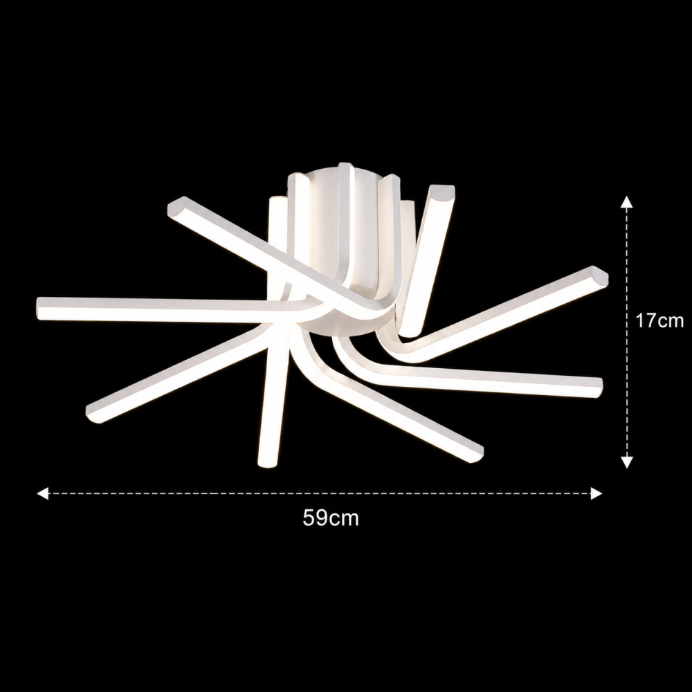 Lustra LED cu telecomanda IBANE, 8 surse, 3000K/4000K/6000K, 128W, Metal si Silicon, Alb [4]