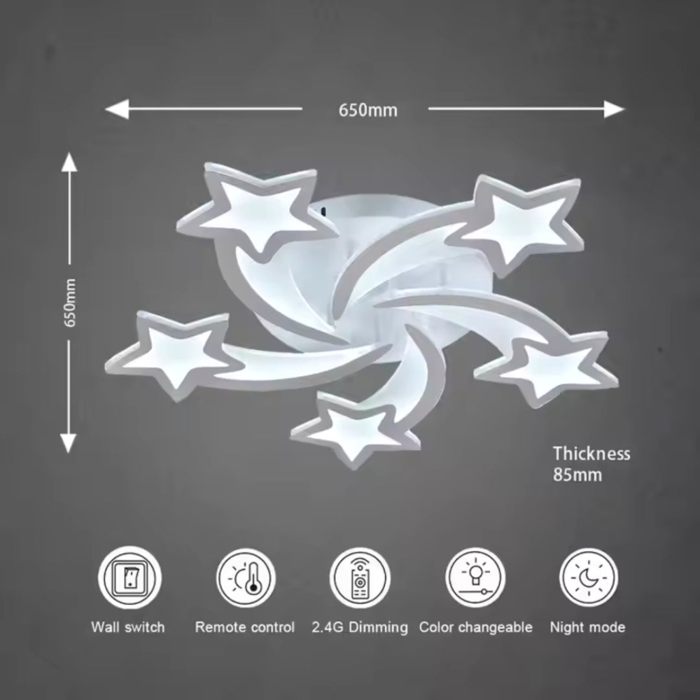 Lustra LED cu telecomanda IPOMOEA 85W, 5 Stele, lumina Rece/Calda/Neutra, Dimabila, Alb [2]