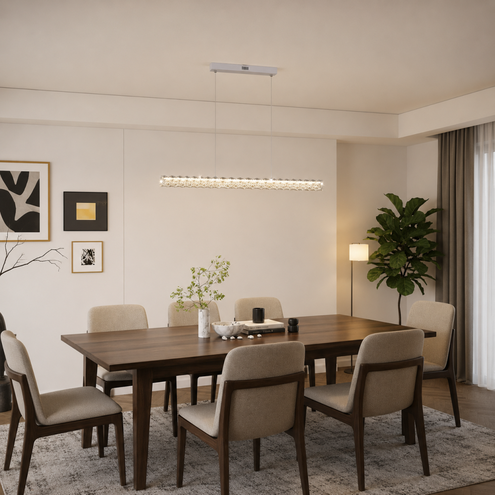 Lustra LED cu telecomanda KANGNING, 3000K/4000K/6000K, 120W, Metal si Acrilic, Alb [3]