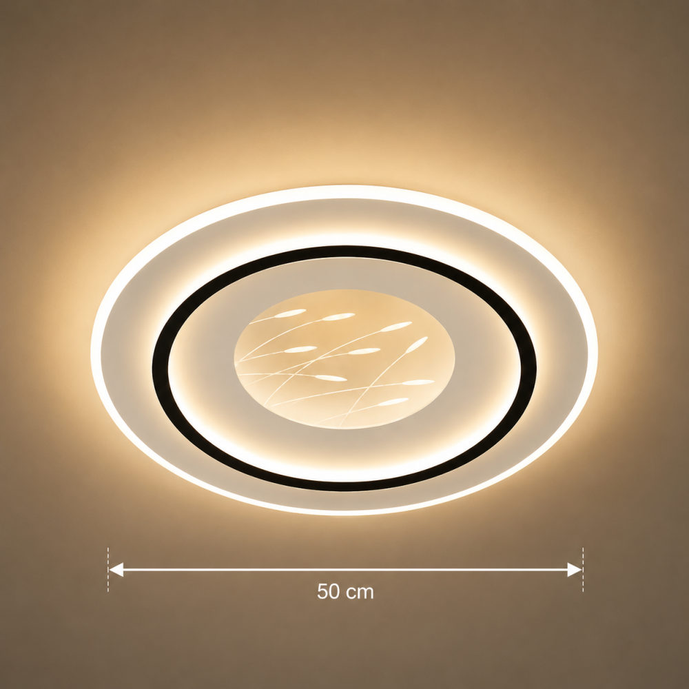 Lustra LED cu telecomanda LINEA 125W, Ø50cm, Rotunda, lumina Rece/Calda/Neutra, Dimabila, Negru [4]