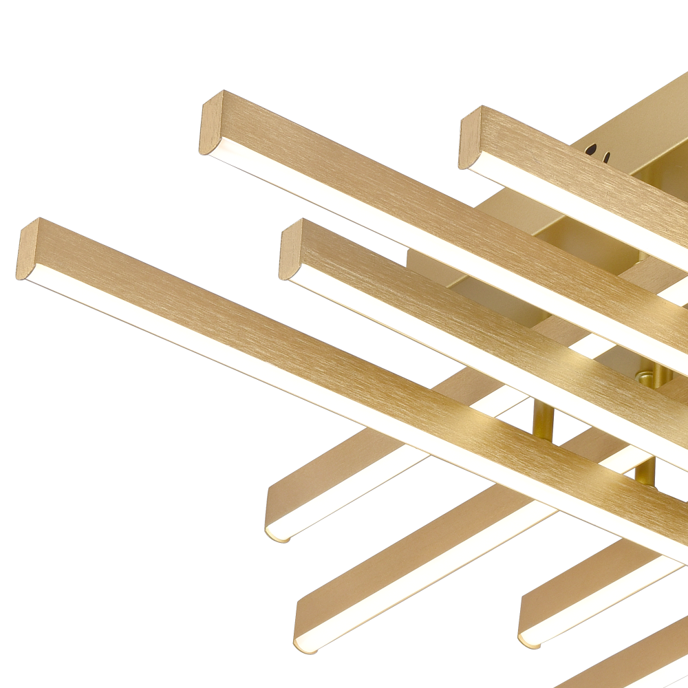 Lustra LED cu Telecomanda LINEX, 108W, Lumina 3000K/4000K/6000K, Dimabila, Auriu [2]