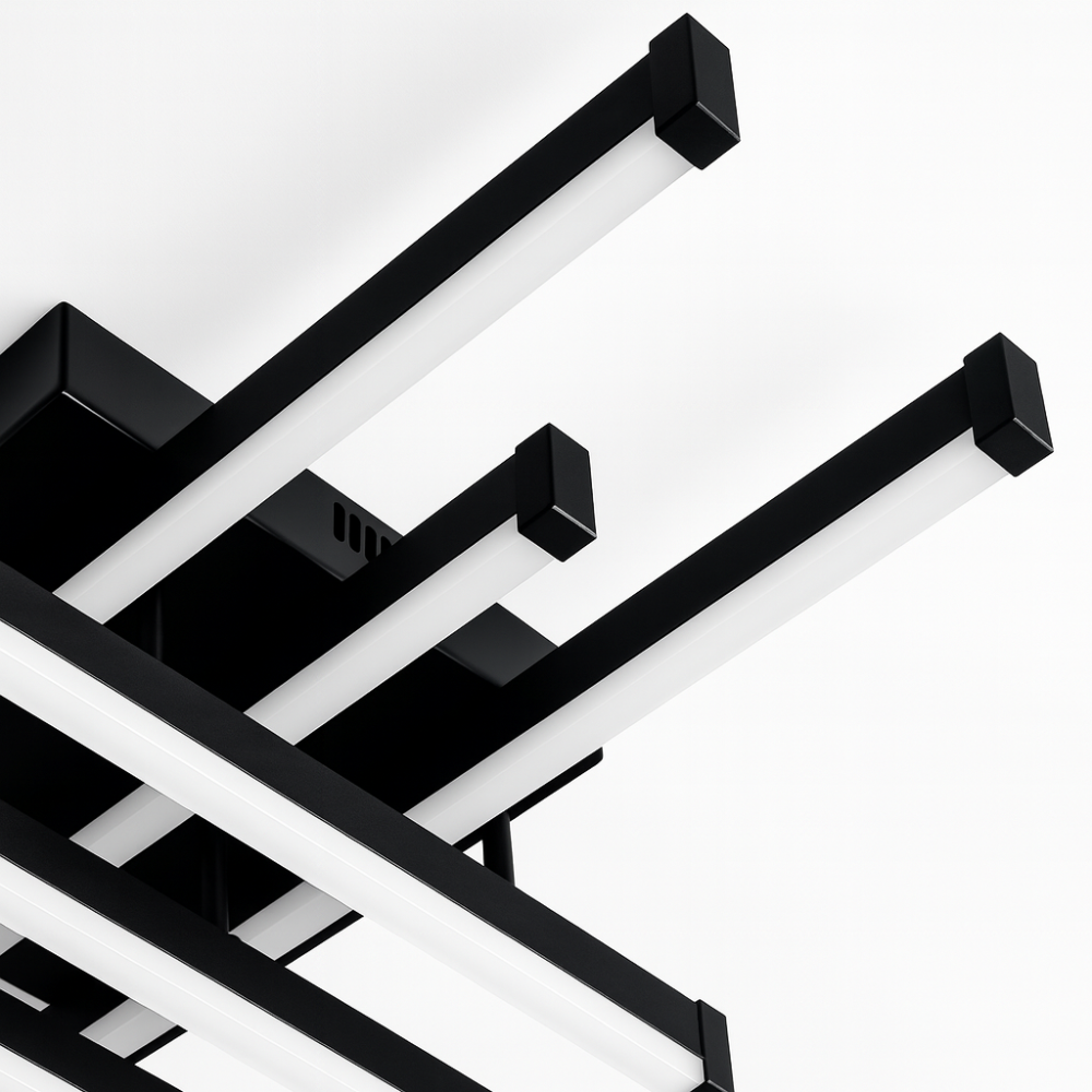 Lustra LED cu Telecomanda LINEX, 81W, 6 Elemente, Liniara, lumina Rece/Calda/Neutra, Dimabila, Negru [2]