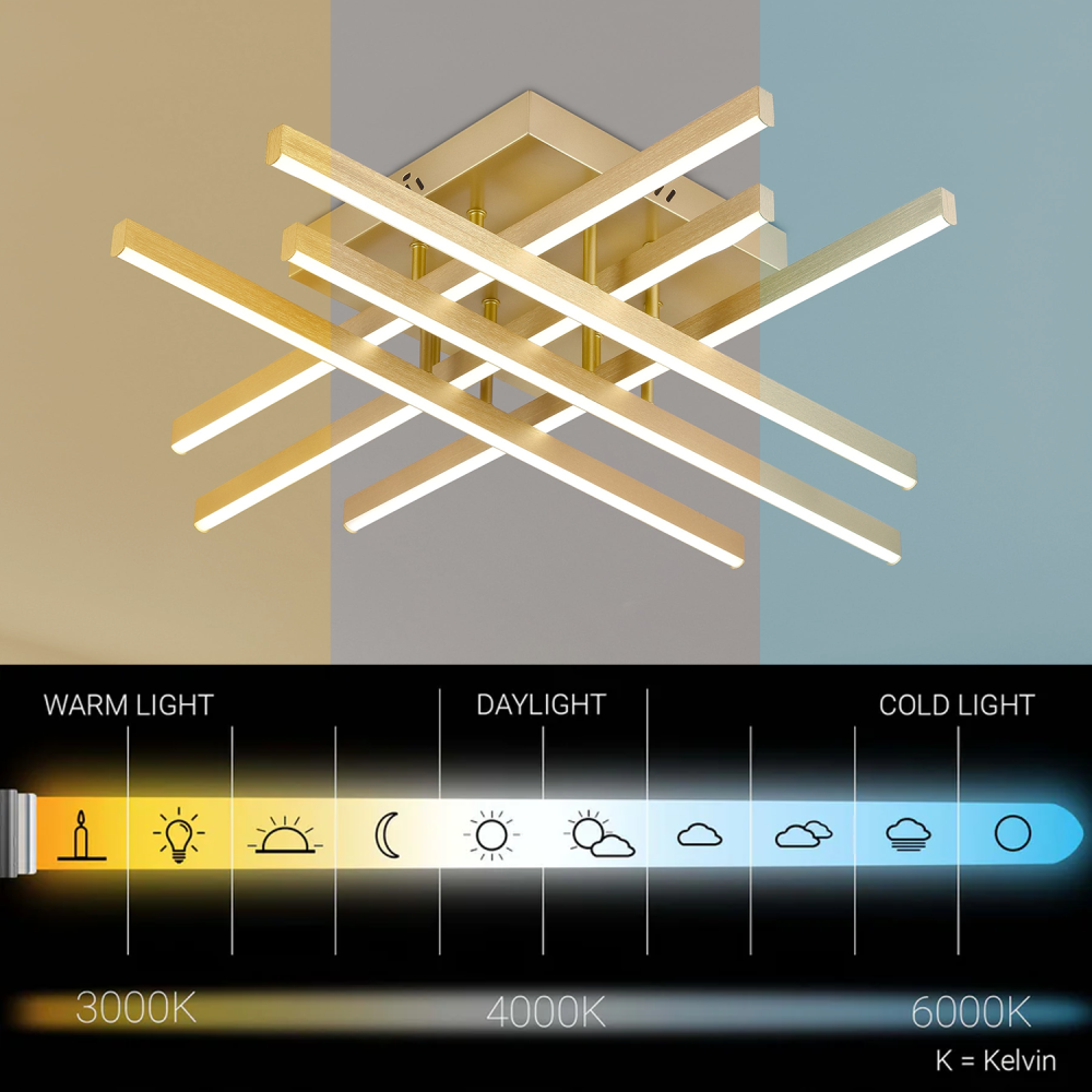 Lustra LED cu Telecomanda LINEX, 81W, Lumina 3000K/4000K/6000K, Dimabila, Auriu [3]