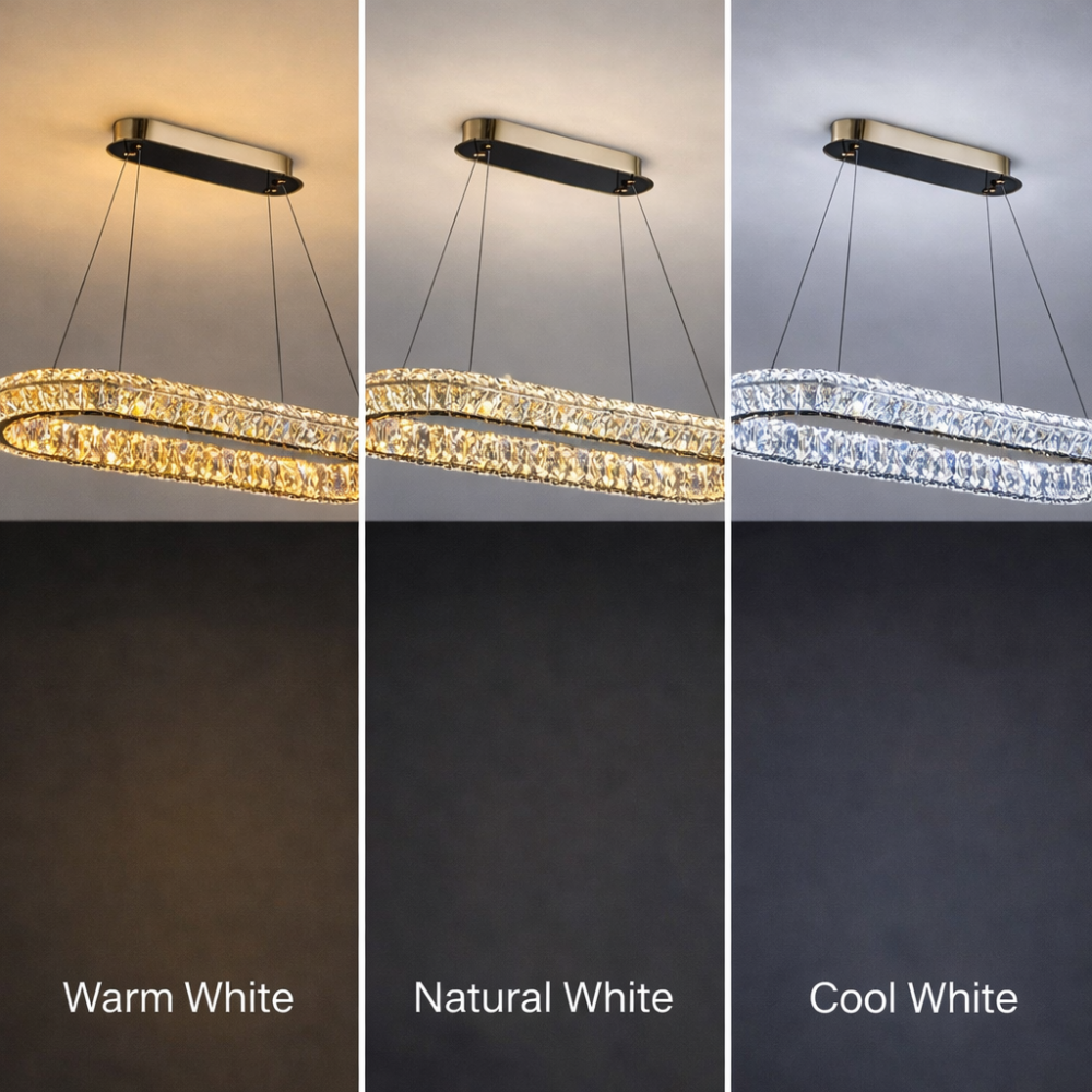 Lustra LED cu Telecomanda, LLC132/900X300GD, Cristal si Metal, 39W, 1 Cerc, Dimabila, Inaltime Reglabila, Lumina Rece/Calda/Neutra, Iluminat Luxos [3]