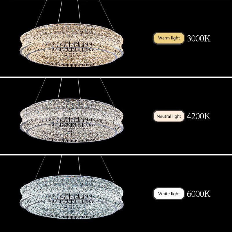 Lustra LED cu Telecomanda, LLC160/750X350CH, Cristal si Metal, 71W, Dimabila, Inaltime Reglabila, Lumina Rece/Calda/Neutra, Iluminat Luxos [3]