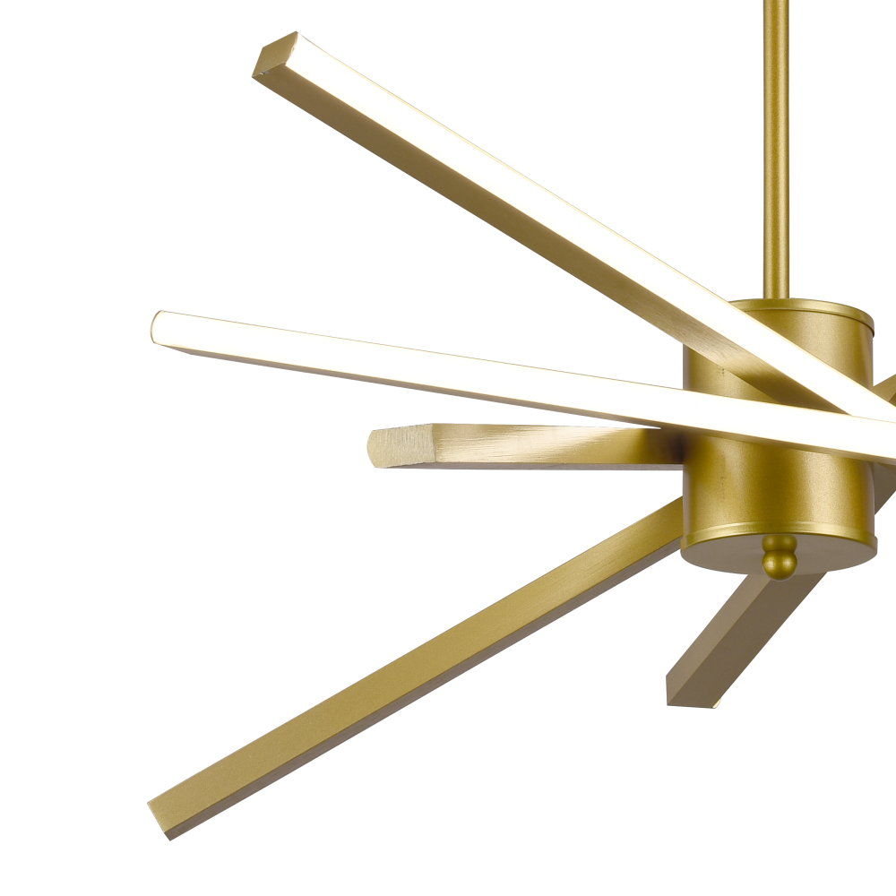 Lustra LED cu Telecomanda LT176/5GD, 69W, 5 Elemente, Lumina Rece/Clada/Neutra 3000K/4000K/6000K, Dimabila, Auriu, Inaltime Reglabila, Metal si Acril [2]