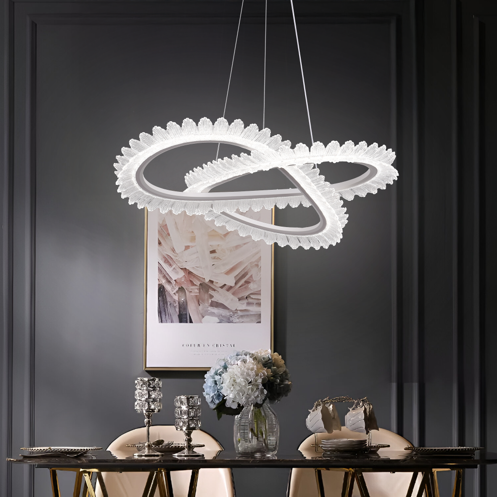 Lustra LED cu Telecomanda LT187WH, Cristal si Metal, 52W, Dimabila, Inaltime Reglabila, lumina Rece/Calda/Neutra, Iluminat Luxos [3]