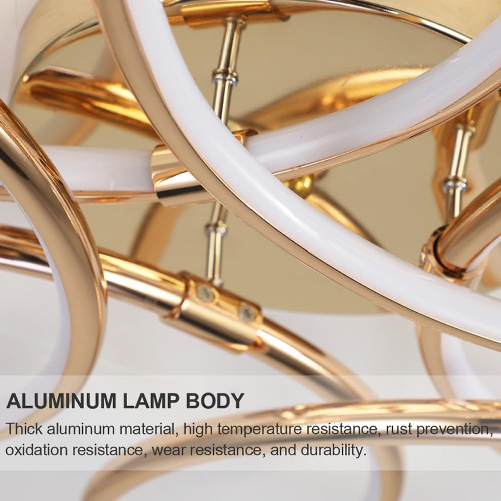 Lustra LED cu Telecomanda LT771/500GD, 25W, Lumina Calda/Rece/Neutra 3000K/4000K/6000K, Dimabila, Auriu, Metal si Silicon [4]