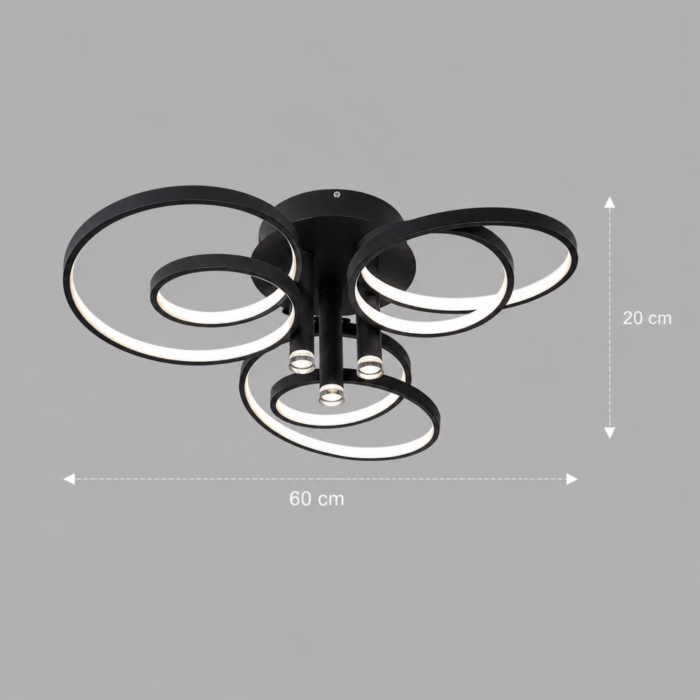 Lustra LED cu telecomanda ORMS Magno, 3000K/4000K/6000K, 146W, Metal si Plastic, Negru [4]