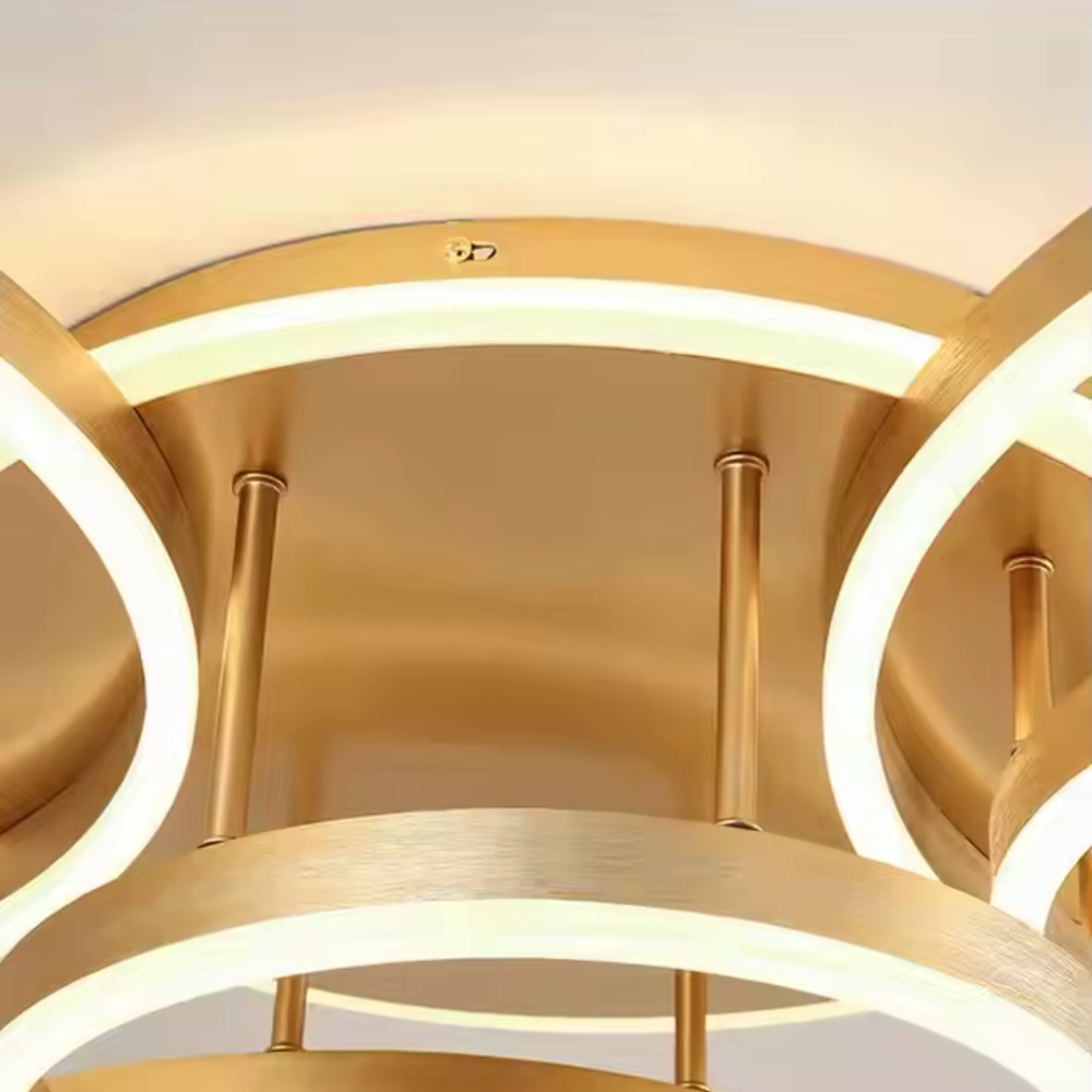 Lustra LED cu telecomanda RIGA LILITH 68W, 3 Cercuri, lumina Rece/Calda/Neutra, Dimabila, Auriu Lucios [2]