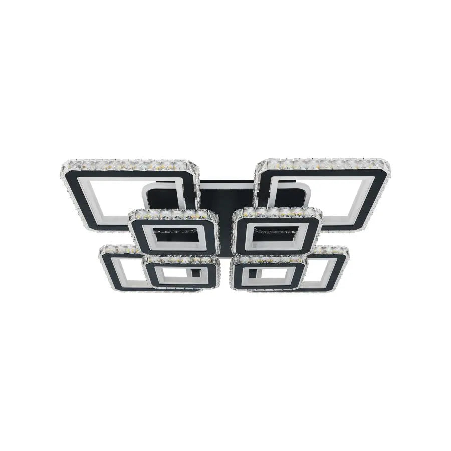 Lustra LED cu telecomanda si cristal LEILA RGB 176W, 8 Patrate, lumina Rece/Calda/Neutra, Dimabila, Negru [4]