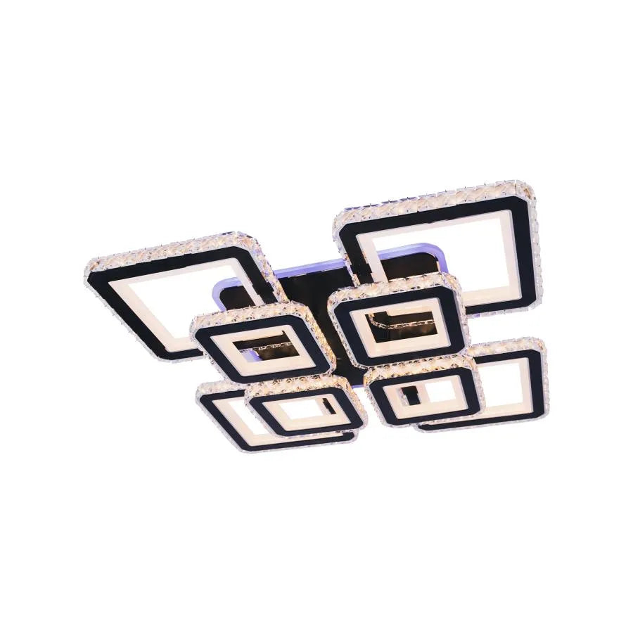 Lustra LED cu telecomanda si cristal LEILA RGB 176W, 8 Patrate, lumina Rece/Calda/Neutra, Dimabila, Negru [3]