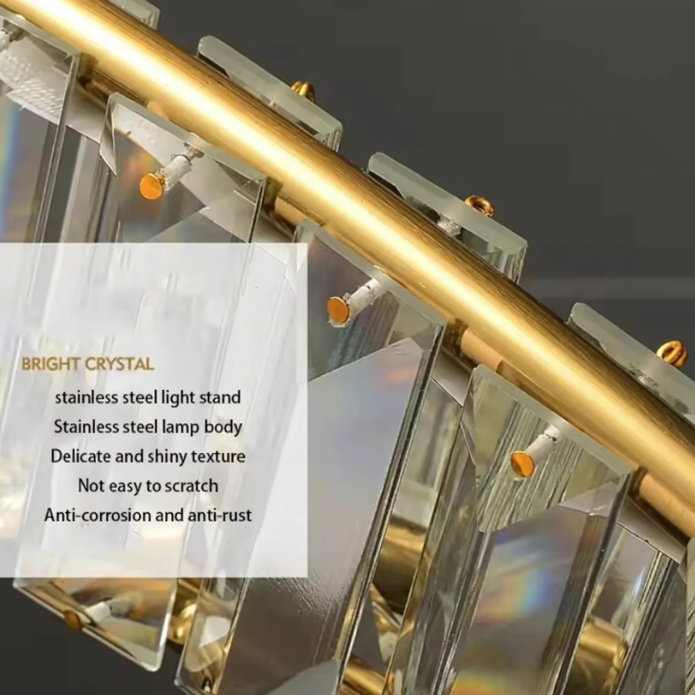 Lustra LED cu telecomanda si cristal LUIGI, 57W, lumina Rece/Calda/Neutra, Dimabila, Auriu [4]