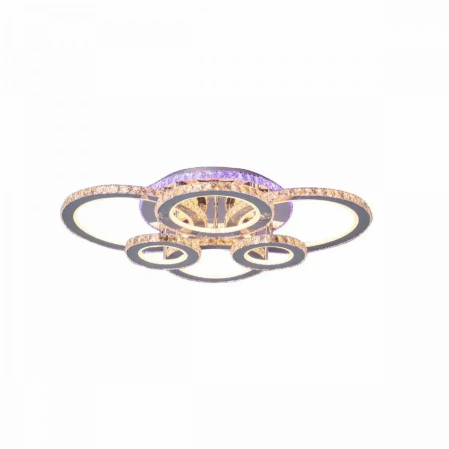Lustra LED cu telecomanda si cristal NOVA ROTONDA RGB 144W, 6 Cercuri, lumina Rece/Calda/Neutra, Dimabila, Crom Lucios [4]
