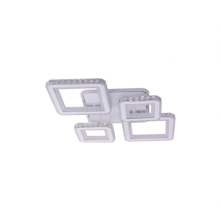 Lustra LED cu telecomanda si cristal QUADRIS RGB, 96W, 4 Patrate, lumina Rece/Calda/Neutra, Dimabila, Alb [2]