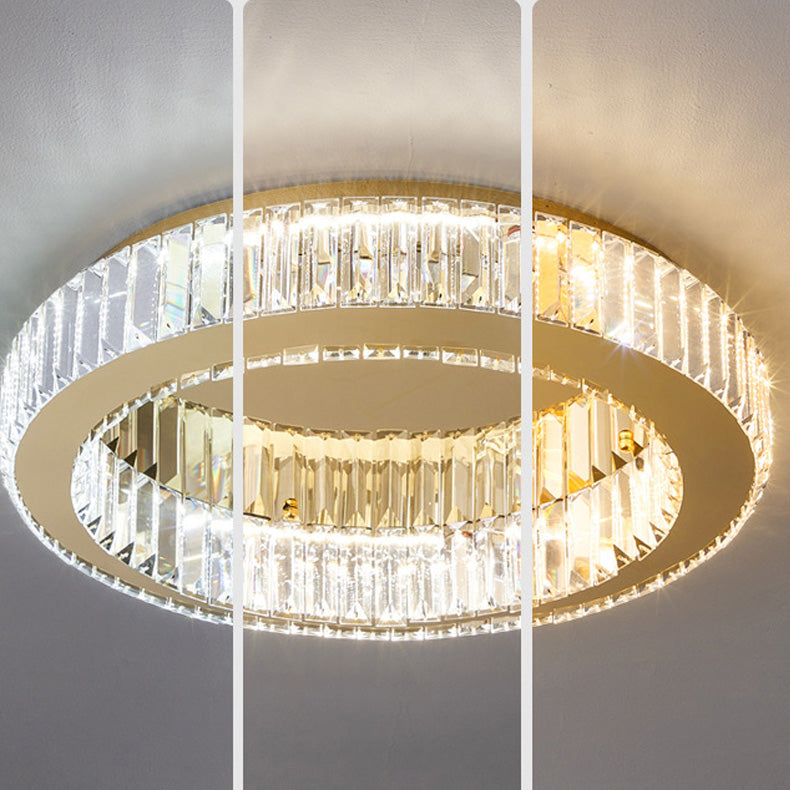 Lustra LED cu telecomanda si cristal VERTUS 18W, 30cm, Cerc, lumina Rece/Calda/Neutra, Dimabila, Auriu [3]