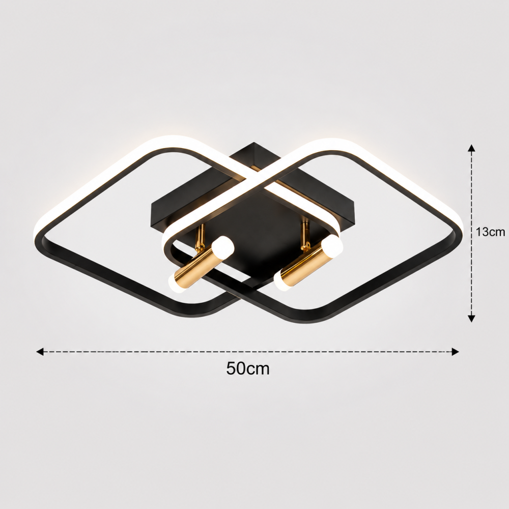 Lustra LED cu telecomanda SOLA, 2 surse, 3000K/4000K/6000K, 108W, Metal si Silicon, Negru [4]