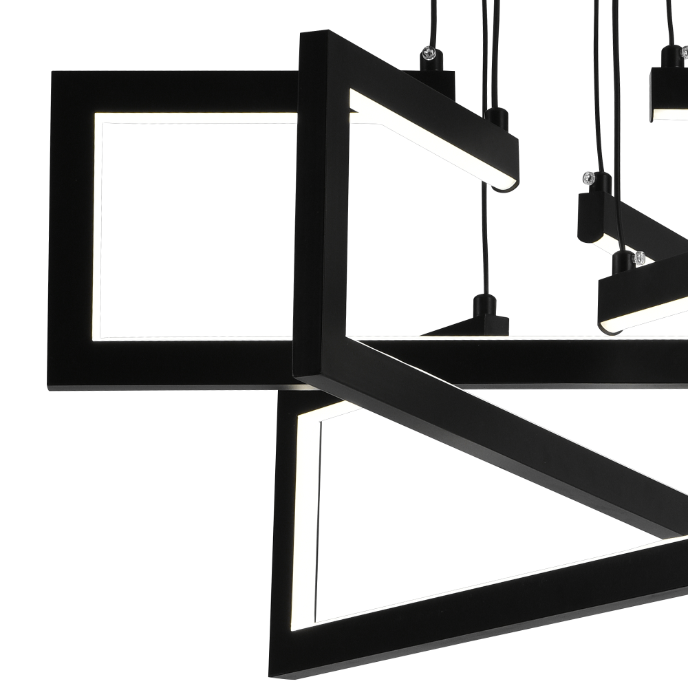 Lustra LED cu telecomanda ,Suspendata 71W, 3 Elemente, lumina Rece/Calda/Neutra, Dimabila, Inaltime Reglabila, Negru [2]