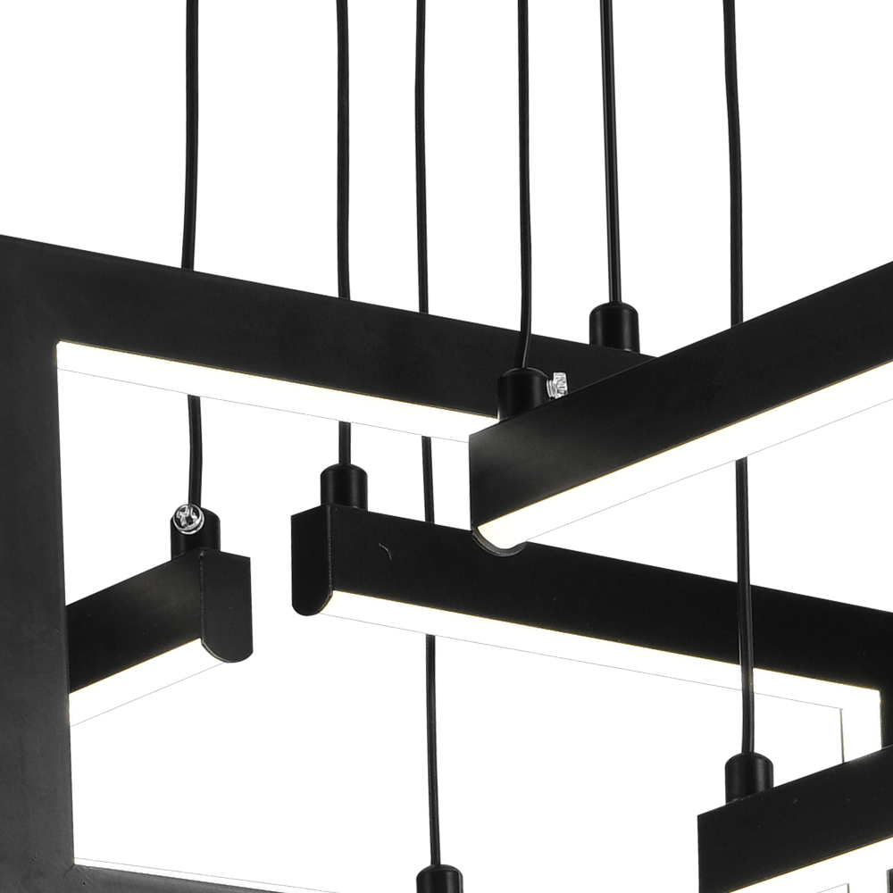 Lustra LED cu telecomanda ,Suspendata 96W, 4 Elemente, lumina Rece/Calda/Neutra, Dimabila, Inaltime Reglabila, Negru [4]