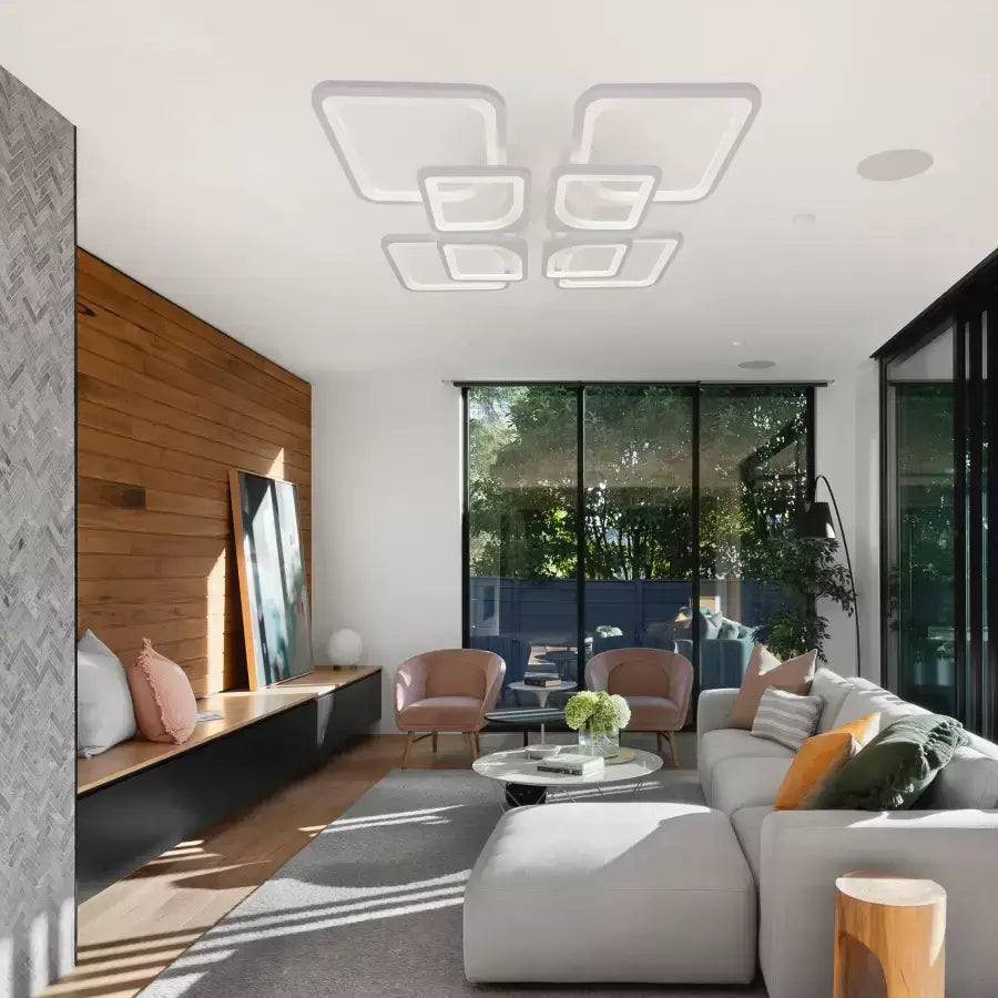 Lustra LED cu telecomanda ZOE 138W, 8 Patrate, lumina Rece/Calda/Neutra, Dimabila, Alb [4]