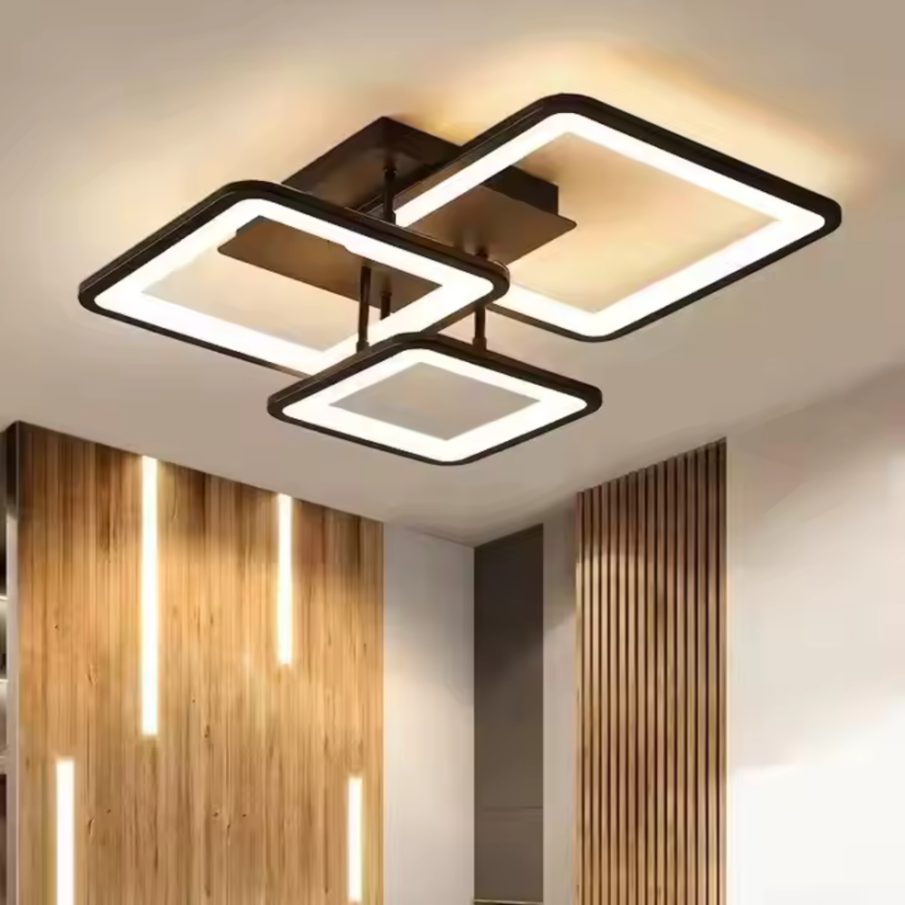 Lustra LED cu telecomanda ZOE 46W, 3 Patrate, lumina Rece/Calda/Neutra, Dimabila, Negru [4]