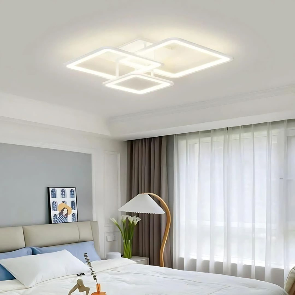 Lustra LED cu telecomanda ZOE, 60W, 3 Patrate, lumina Rece/Calda/Neutra, Dimabila, Alb [4]