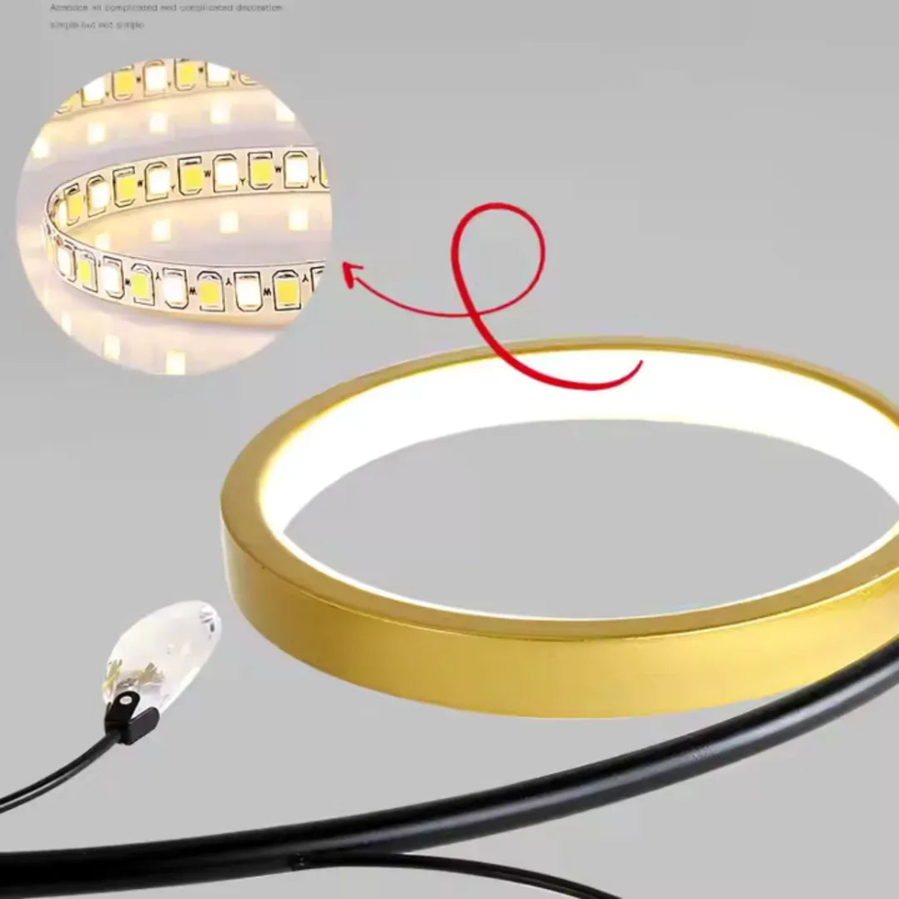 Lustra LED cu Telecomnda KARINA, 31W, 6 Elemente, Lumina Calda/Rece/Neutra, Dimabila, Auriu [2]