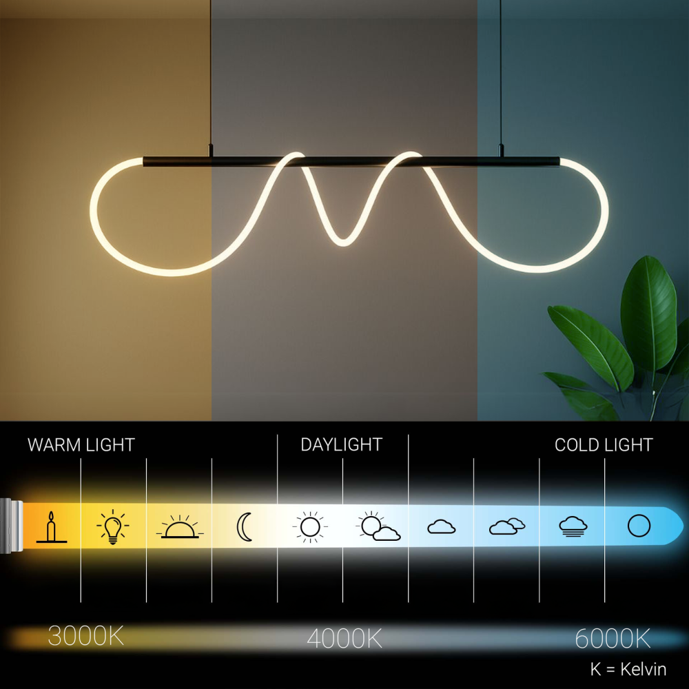 Lustra LED DIVINO cu Tub Silicon Flexibil – 24W, Lumina Reglabila, Negru Mat [3]