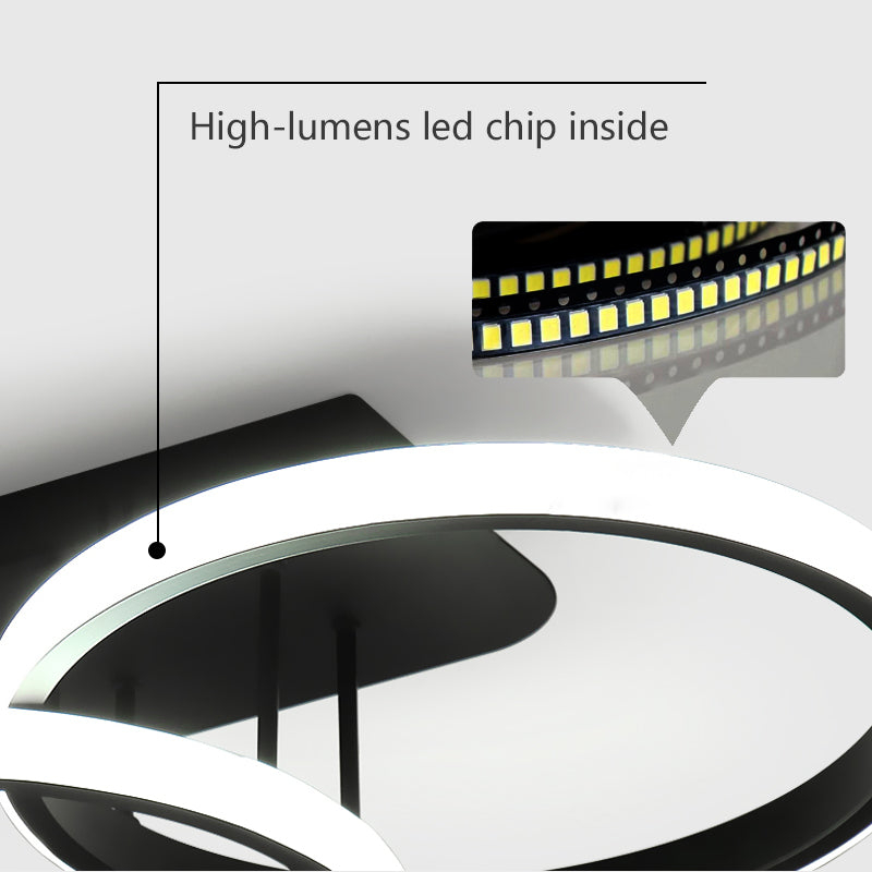 Lustra LED ELIO 47W, 4 Cercuri, Liniara, lumina Rece/Calda/Neutra, Negru [2]