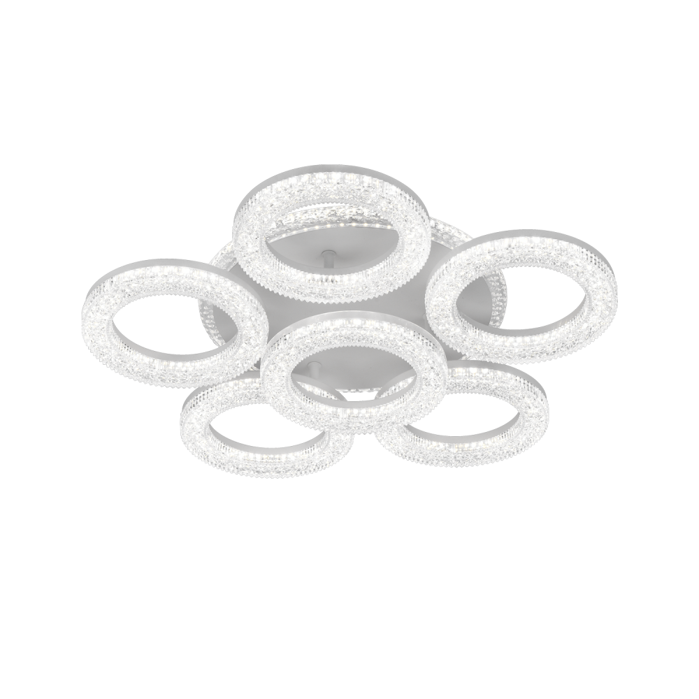 Lustra LED FREJA cu Telecomanda, 51cm, 90W, 3000K/4000K/6000K, Dimabil, Alb, Cristale, 6 Cercuri [3]