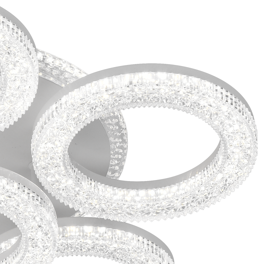 Lustra LED FREJA cu Telecomanda, 51cm, 90W, 3000K/4000K/6000K, Dimabil, Alb, Cristale, 6 Cercuri [2]