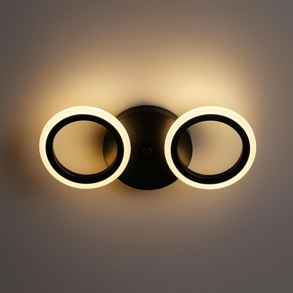 Lustra LED MARA 28W, 2 Cercuri, lumina Rece/Calda/Neutra, Negru [2]