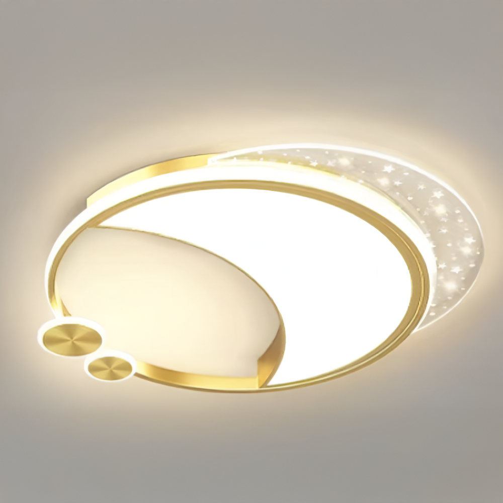 Lustra LED Marco cu Telecomanda, 51W, Dimabila, Auriu, Metal, Acril si Sticla, 3000K/4000K/6000K [2]