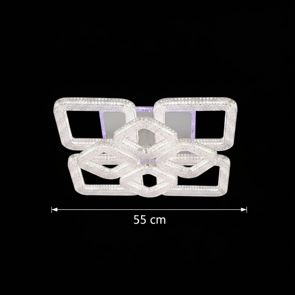 Lustra LED RENATO cu telecomanda si cristal, 128W, 8 Patrate, Lumina Rece/Calda/Neutra, Dimabila, Alb [4]
