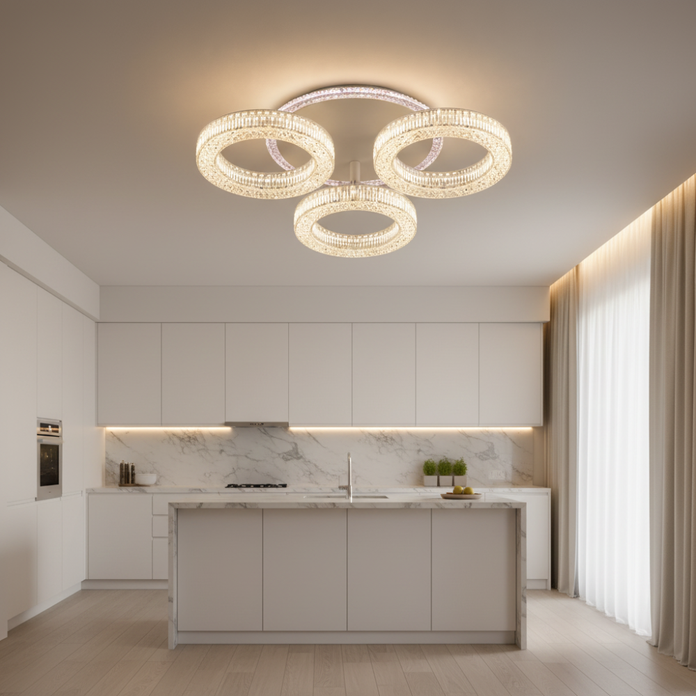 Lustra LED RONDA Nobile cu telecomanda 46W, 3 Cercuri, lumina Rece/Calda/Neutra, Dimabila, Alb [4]
