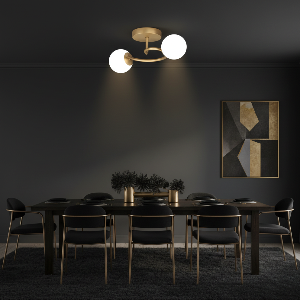 Lustra LED si cristal ORBIT, 55cm, 2xE27, Globuri, Auriu [3]