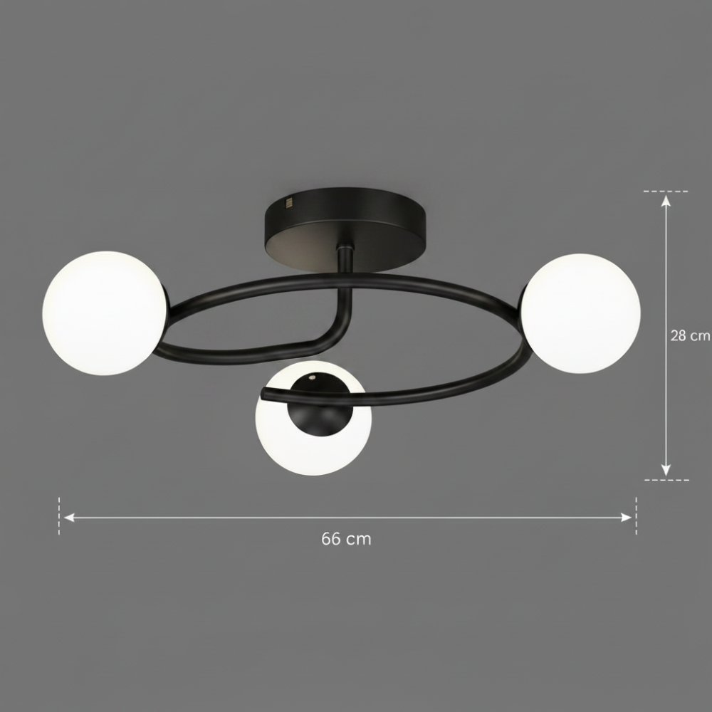 Lustra LED si cristal ORBIT, 66cm, 3xE27, Globuri, Negru [4]