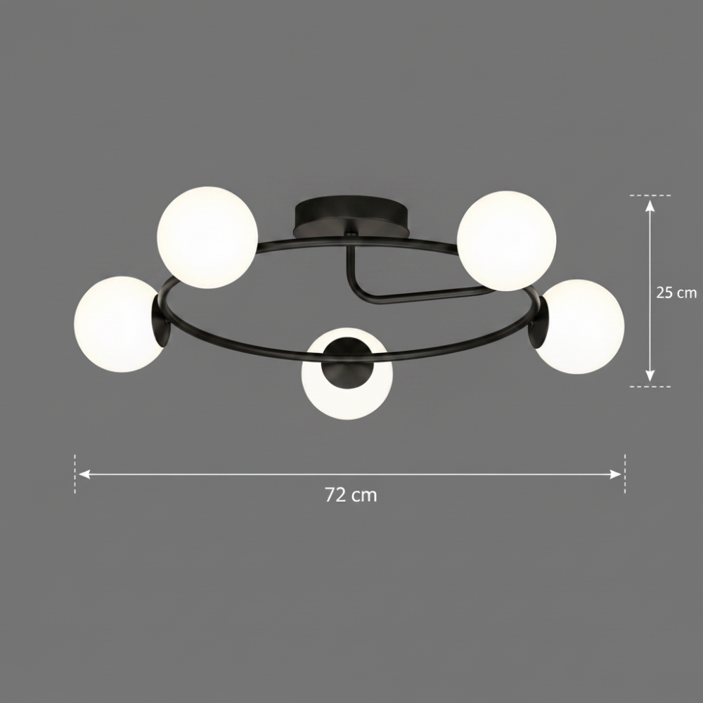 Lustra LED si cristal ORBIT, 72cm, 5xE27, Globuri, Negru [4]