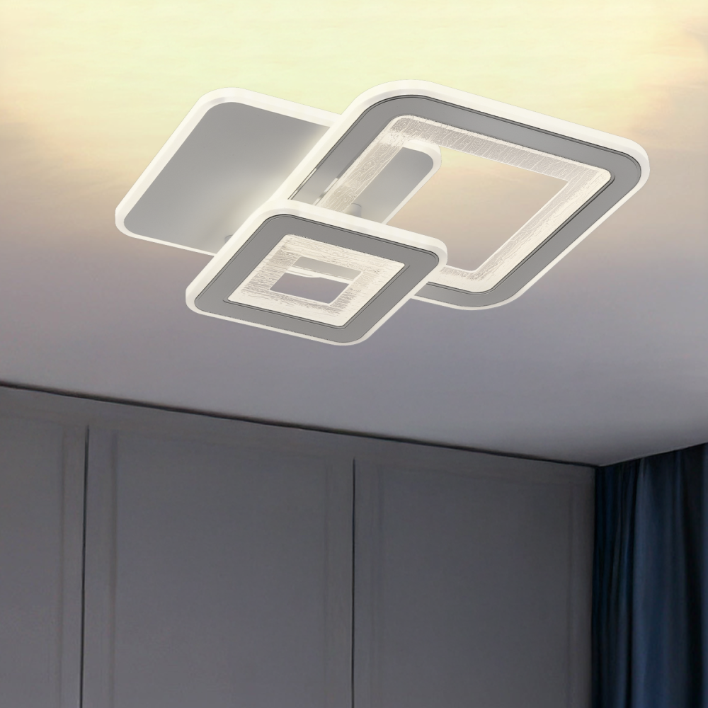 Lustra LED SQUARE 57W, 3 Patrate, lumina Rece/Calda/Neutra, Alb [3]