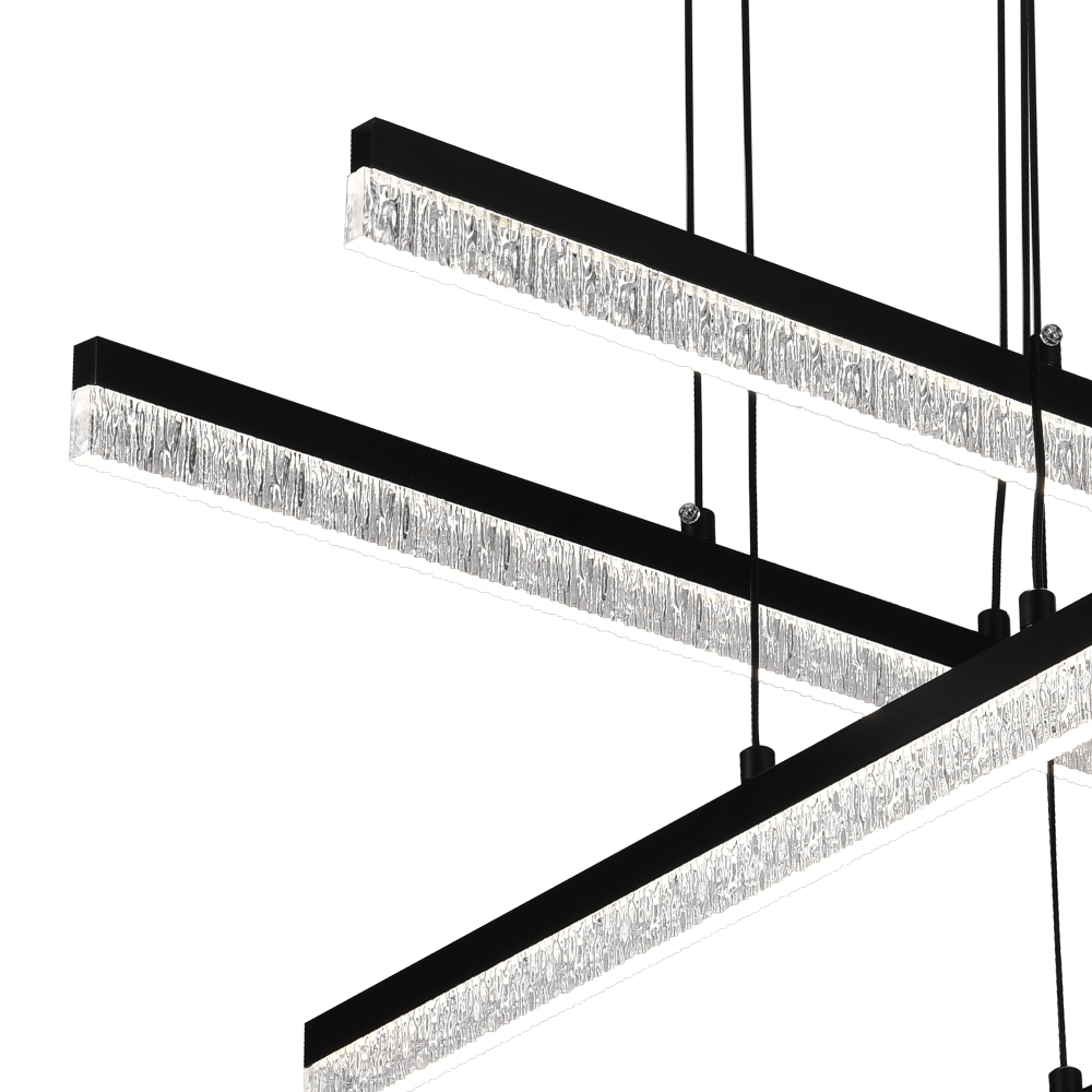 Lustra LED Suspendata Acril LT181/4BK, 54W, Lumina 3000/4000/6000K, Negru, Inaltime Reglabila [2]