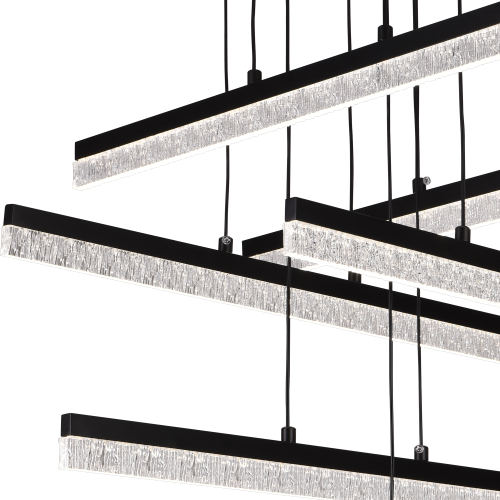 Lustra LED Suspendata Acril LT181/6BK, 82W, Lumina 3000/4000/6000K, Negru, Inaltime Reglabila [4]