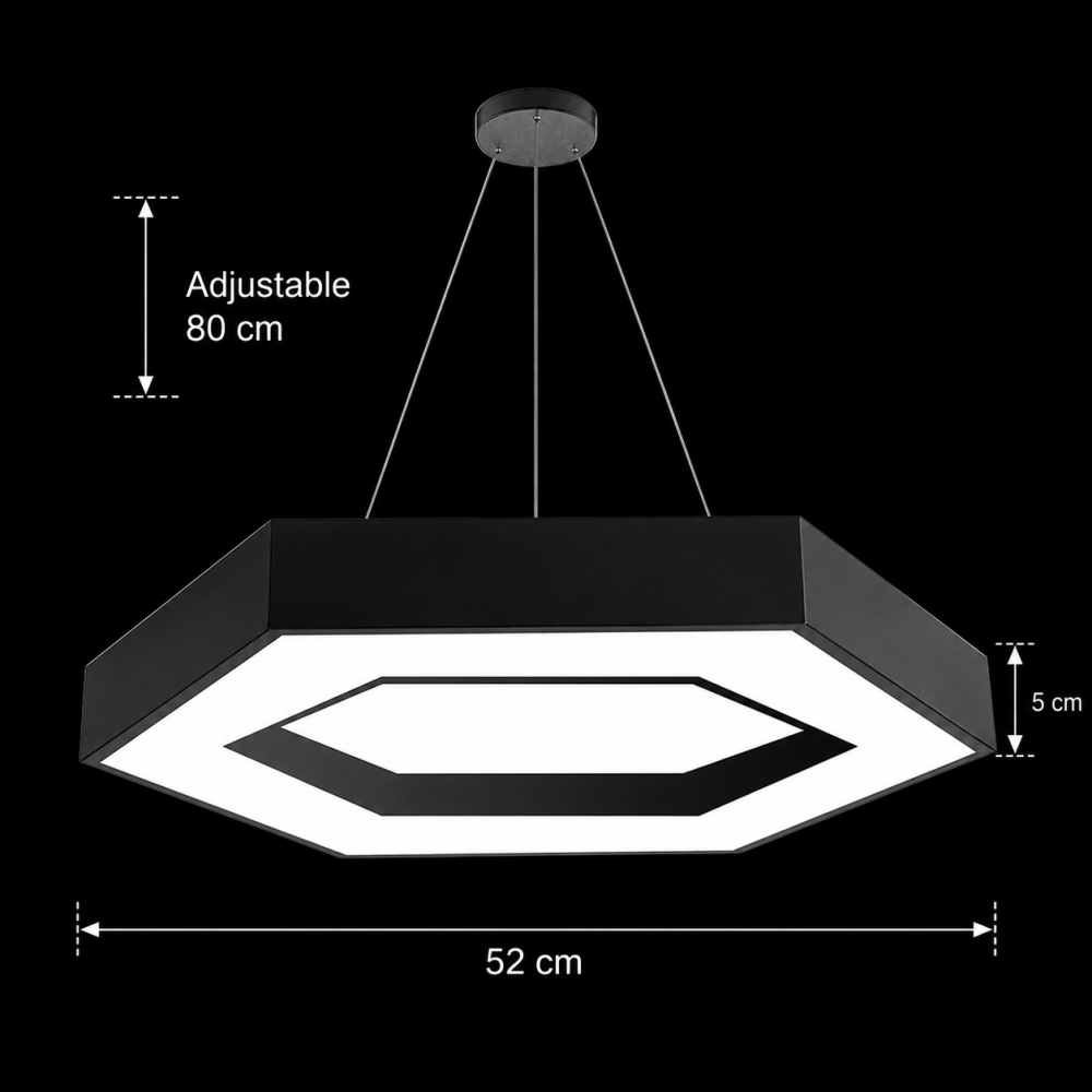 Lustra LED suspendata ANGLE, 52cm, 25W, Inaltime Reglabila, Lumina Rece, Negru, Metal si Acril [3]