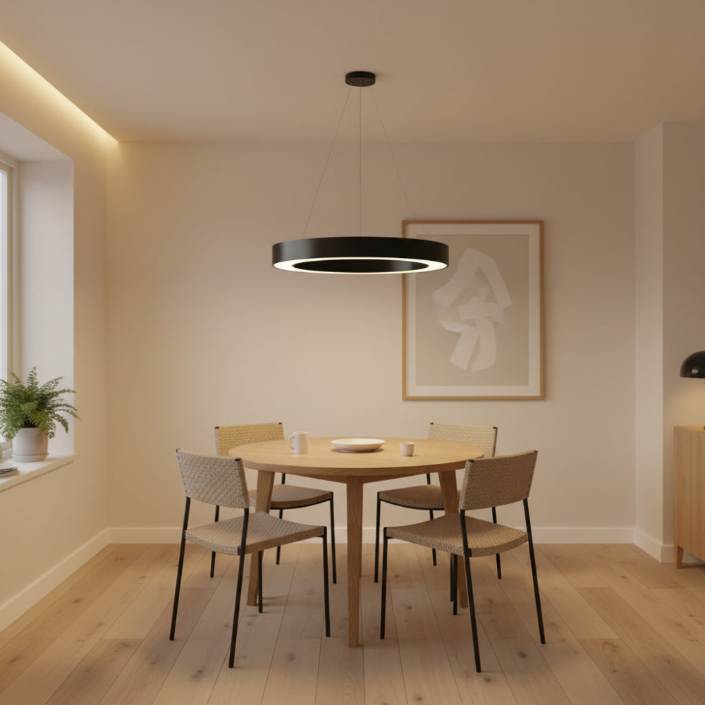 Lustra LED suspendata ANGLE, D52cm, 25W, Inaltime Reglabila, Lumina Rece, Negru, Metal si Acril [2]