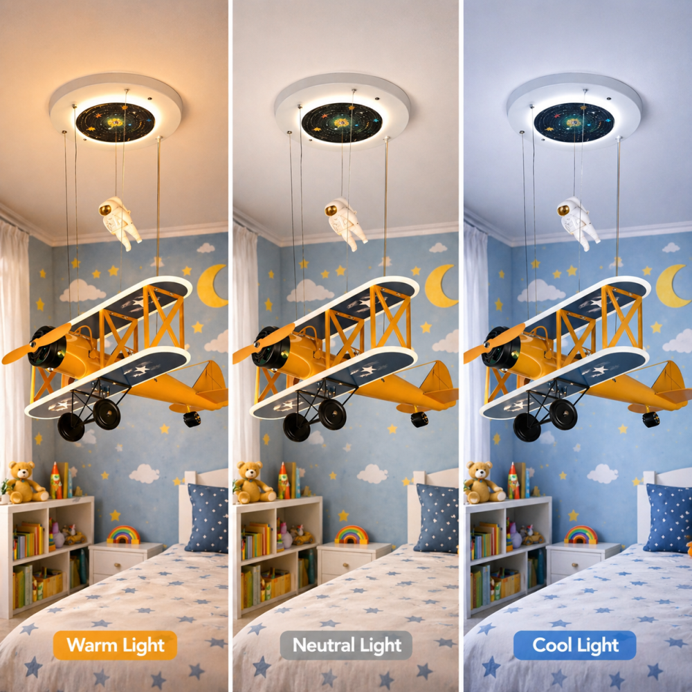 Lustra LED suspendata AVION 80W, lumina Rece/Calda/Neutra, Portocaliu Albastru [4]