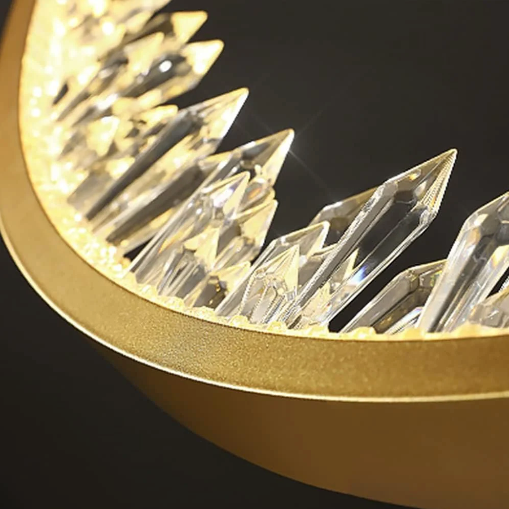 Lustra LED suspendata cu telecomanda, 44W, 1 Cerc, 40cm, lumina Rece/Calda/Neutra, Dimabila, Auriu, Inaltime Reglabila [2]