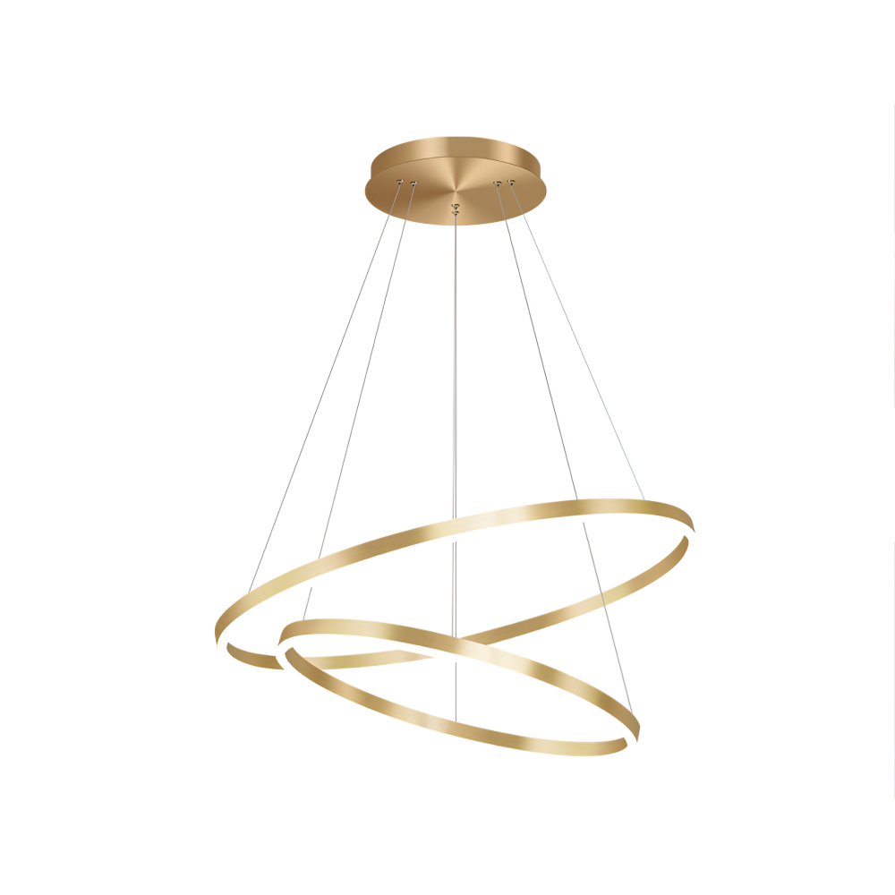 Lustra LED suspendata cu telecomanda CHRISTINE, 41W, 2 Cercuri, lumina Rece/Calda/Neutra, Dimabila, Auriu Lucios, Inaltime Reglabila [4]