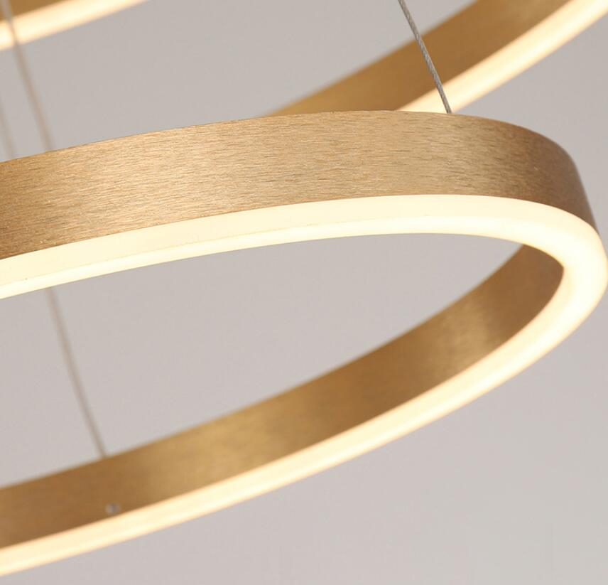 Lustra LED suspendata cu telecomanda CHRISTINE, 41W, 2 Cercuri, lumina Rece/Calda/Neutra, Dimabila, Auriu Lucios, Inaltime Reglabila [2]
