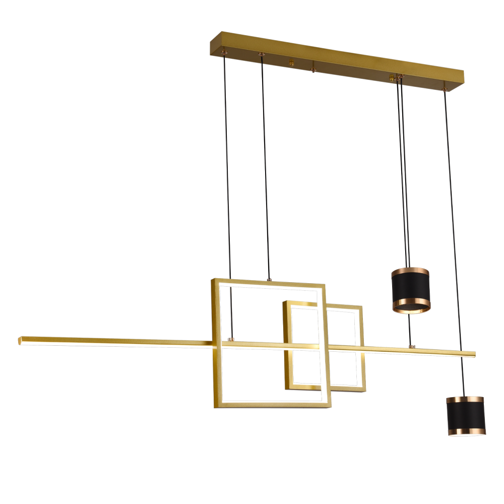 Lustra LED suspendata cu telecomanda DENISSE 81W, lumina Rece/Calda/Neutra, Dimabila, Auriu, Inaltime Reglabila, 2233/4GD [2]