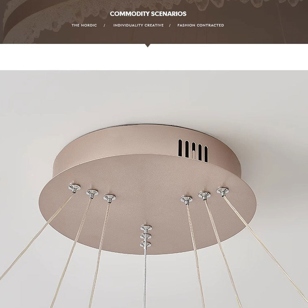 Lustra LED suspendata cu telecomanda NIVALIS 126W, Cercuri 60x80cm, lumina Rece/Calda/Neutra, Dimabila,Inaltime Reglabila, Auriu [2]