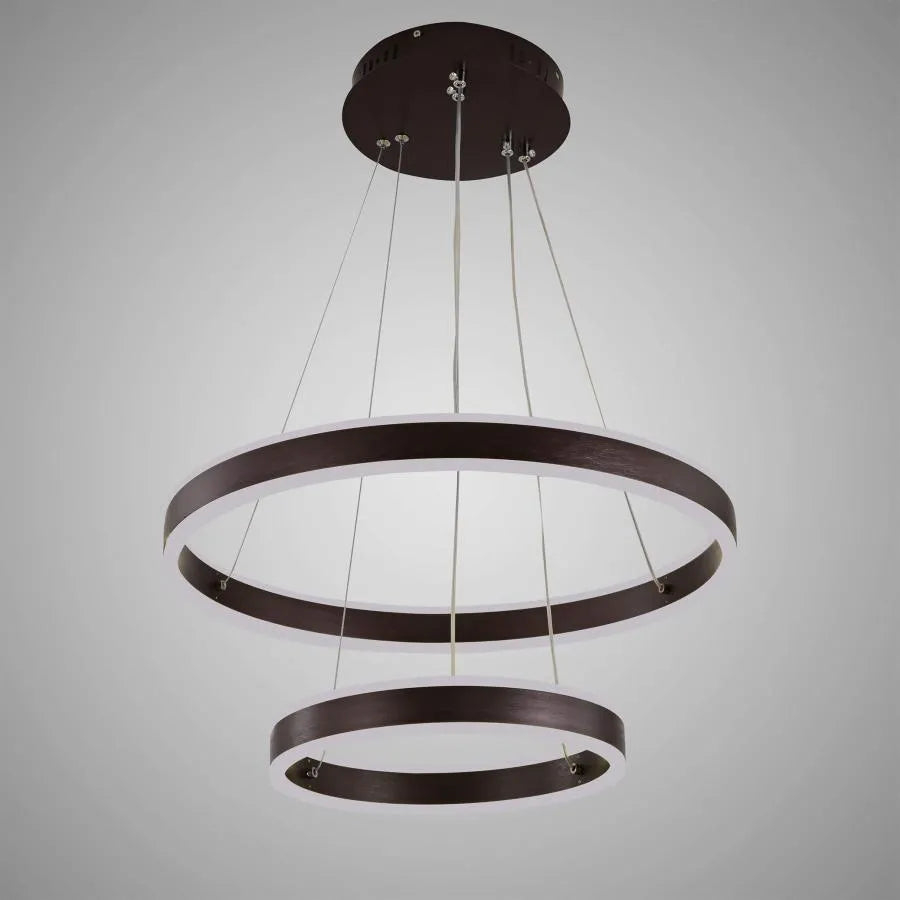 Lustra LED suspendata cu telecomanda OLATHE 180W, 2 Cercuri, lumina Rece/Calda/Neutra, Dimabila, Maro, Inaltime Reglabila [2]